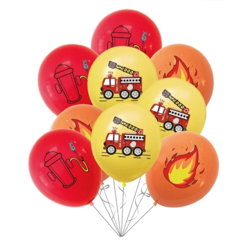 BALONY dekoracje urodzinowe ZESTAW BALONÓW lateksowych straż 9 szt